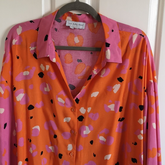 Never Fully Dressed orange & pink long sleeved blouse, size XXL - Picture 2 of 13